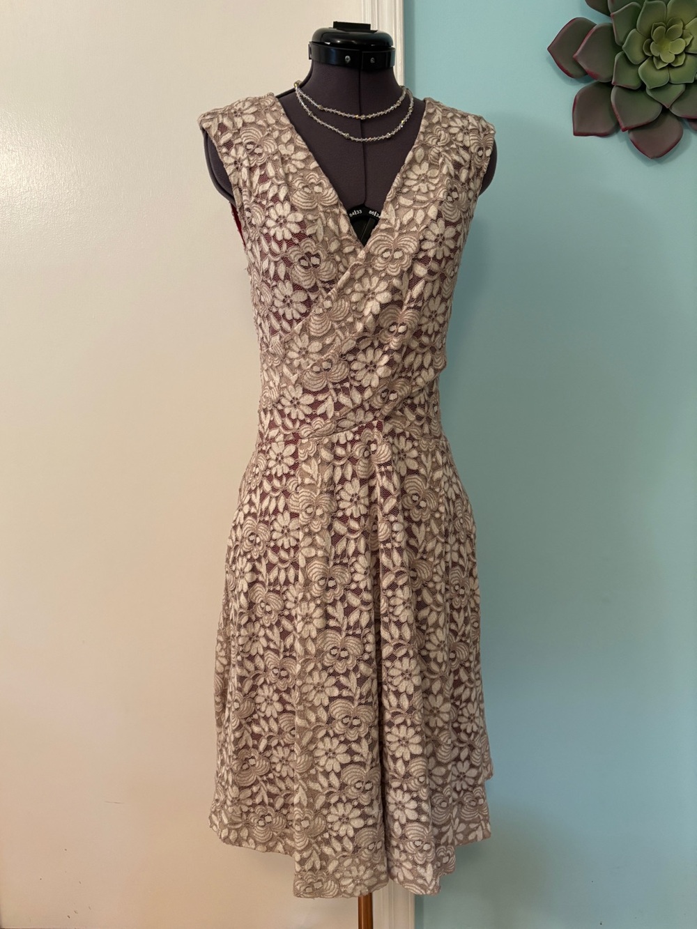 Anthropologie Maeve Brushed Floral Lace Dress Dress